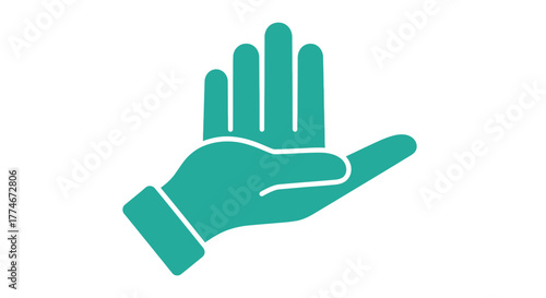 Open hand with four raised fingers in a welcoming gesture.