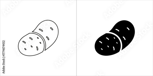 Fresh raw potato vegetable, cut in half