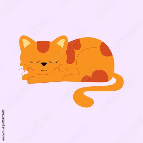 cute cat sleeping in own world illustration.