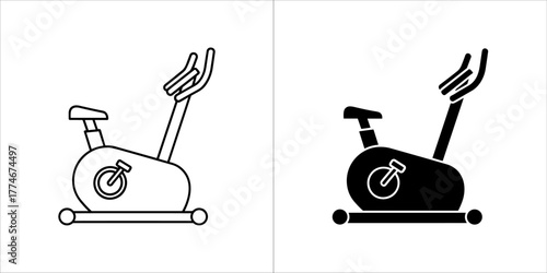 Stationary exercise bike in black and white