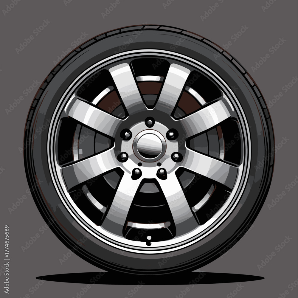 Obraz premium cool cartoon vector image of car rims