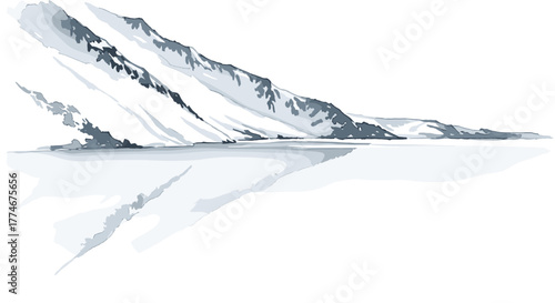 Serene Winter Mountain Landscape Reflected in Calm Water Scenic Vista
