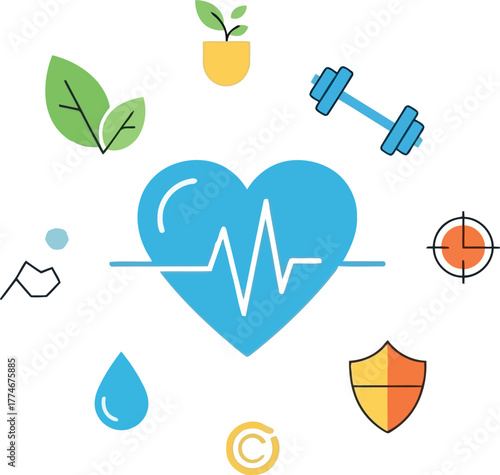 Vector illustration of heart health and wellness concept for healthcare