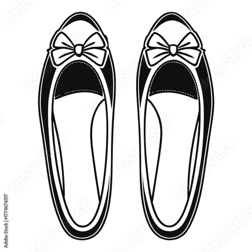 Classic ballet flat shoes with bow detail for women's fashion