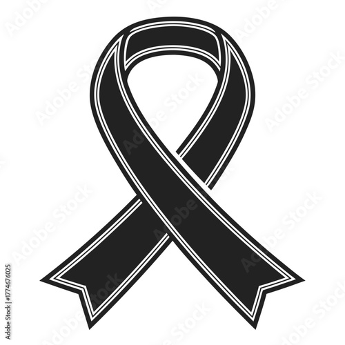 Black mourning ribbon symbol for grief and remembrance event