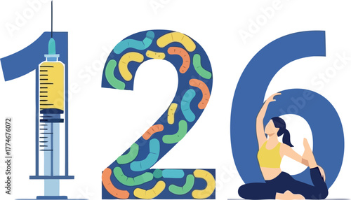 Vector illustration of one hundred twenty six years of life expectancy