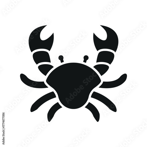 Crab icon for bold seafood logo and marine restaurant branding.