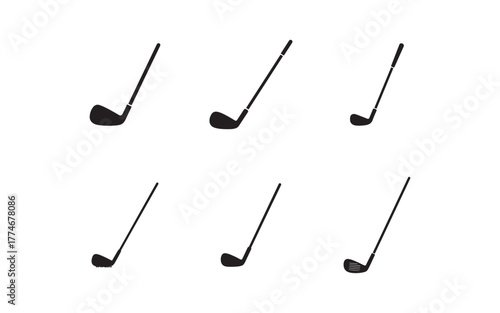 Golf Club Silhouette Set for Sporting Goods and Recreational Activities Vector Collection Minimalist Style Ideal for Graphic Design and Marketing