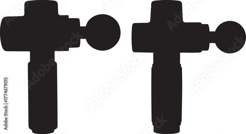 Two identical black silhouette objects on white background silhouette