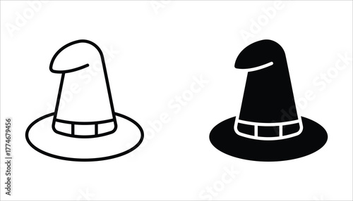 witch hat icon set, of vector icons isolated on a white background.