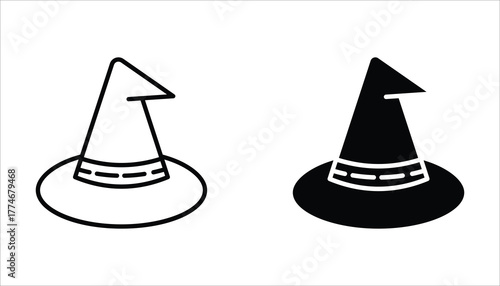 witch hat icon set, of vector icons isolated on a white background.