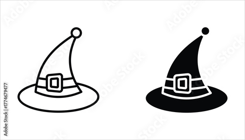 witch hat icon set, of vector icons isolated on a white background.