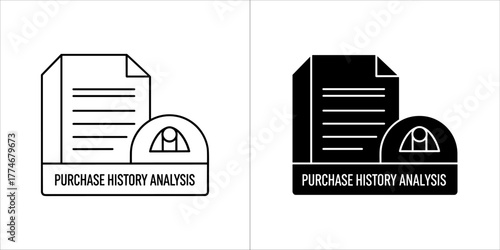 Purchase history analysis document icon