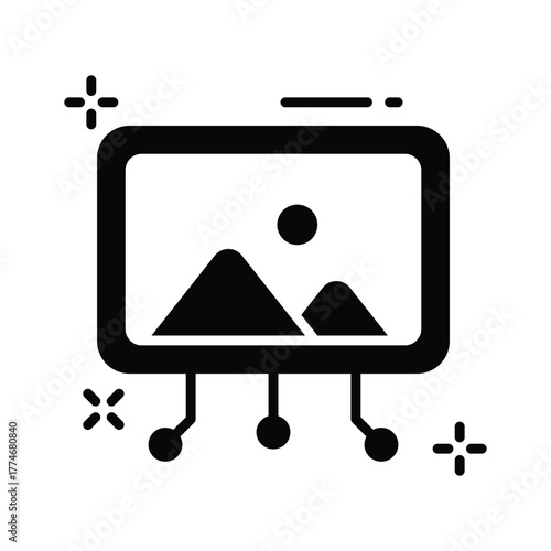 Smart AI image recognition and computer vision processing icon.