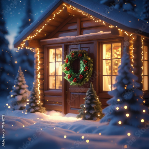 Christmas house in the mountains