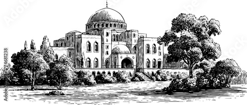 Antique arabesque panel design featuring complex foliage and geometric patterns