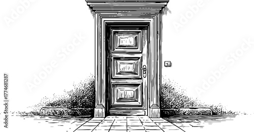 Vintage art deco door with geometric panels for retro design inspiration