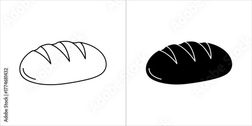 Bread loaf icon in black and white