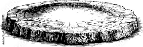 Vintage circular tree trunk cross-section with subtle grain pattern for art design