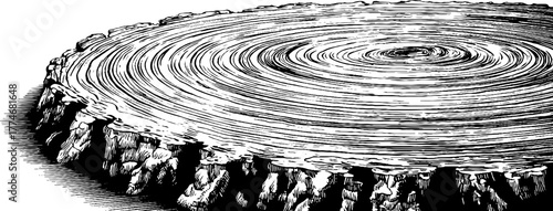 Vintage engraved concentric circular woodcut background design for art projects