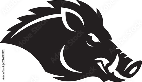 Stylized Black Rhinoceros Head Profile silhouette graphic.