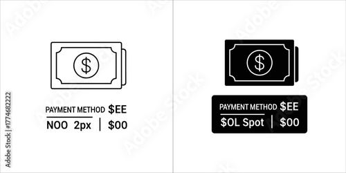 Payment method icon with dollar sign and text
