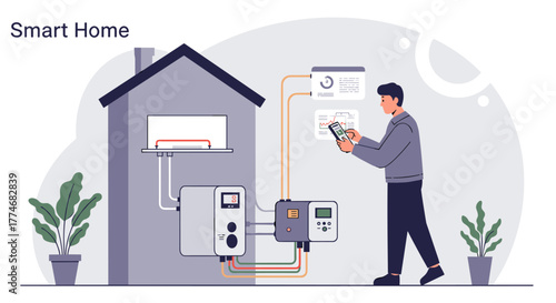 Smart home automation setup with modern technology and devices