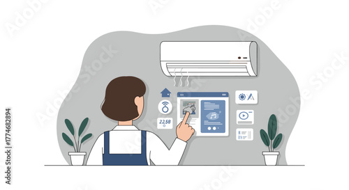 Smart home technology control system with energy efficient air conditioning