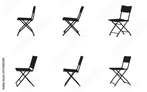 Silhouette of Folding Chairs Set Against a White Backdrop for Minimalist Design Aesthetic