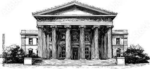 Classical architectural cornice with dentil molding and carved detail for historical design