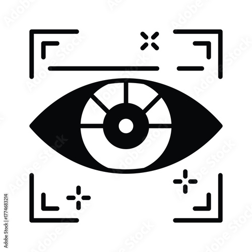 Smart AI eye icon for computer vision and face recognition technology.