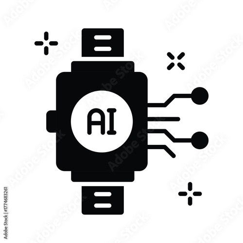 AI smartwatch icon representing wearable artificial intelligence technology.