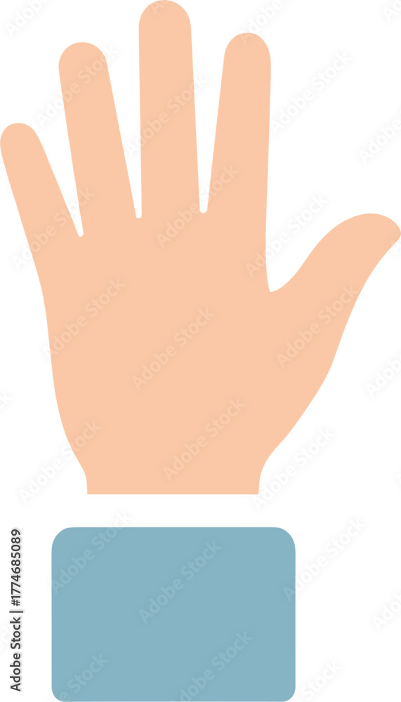 Fototapeta premium Flat Minimal Waving Hand Hello Emoji on White Backgroundd.