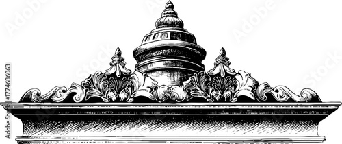 Ornate architectural frieze with floral motifs for vintage design projects