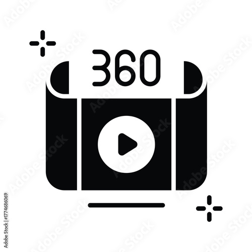 360 degree video icon powered by artificial intelligence technology.