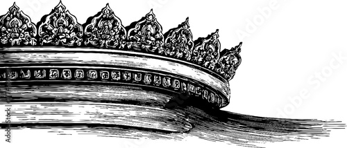 Decorative engraved frieze with floral motifs and repeating patterns in vintage style