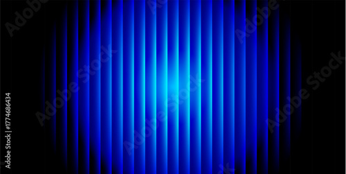 Abstract glowing blue vertical lines creating a futuristic light curtain effect on a dark background