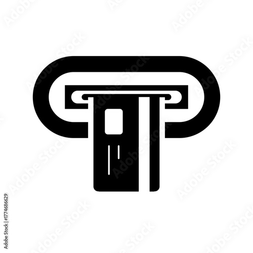 ATM Card Inserted Icon Isolated on Transparent Background. Banking. Vector Illustration