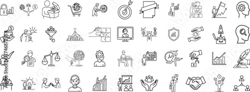 Collection of ancient egyptian hieroglyphs and symbols in a detailed line art style isolated on transparent background