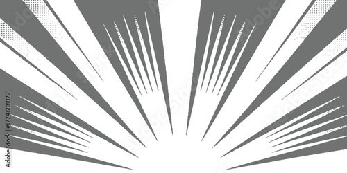 Black and white Gray radial burst radiating from central point