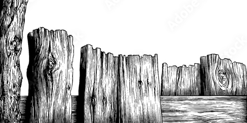 Rustic wooden fence with vertical lines - vintage packaging design element