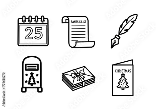 Classic Christmas icons celebrating holiday cheer and festive spirit, perfect for seasonal designs, vector illustration evokes nostalgic joy and anticipation