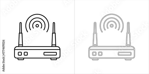 Vector art of wireless router with wifi signal icon
