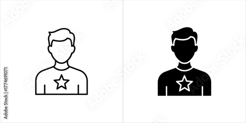 Vector art of man icon with star, outline and solid