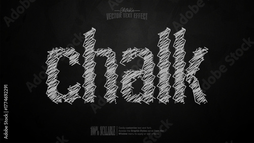 Chalk word drawn on blackboard with sketch style for education and design concept vector illustration