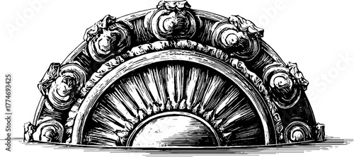 Antique guilloche engraving radial design - vintage decorative pattern for artistic projects