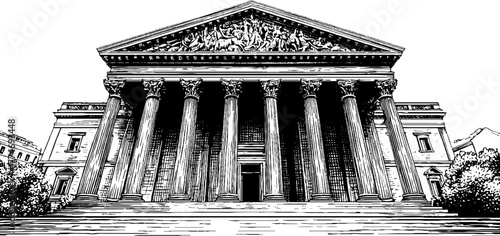 Engraved rectangular architectural frame with corinthian columns - classic design for vintage interiors