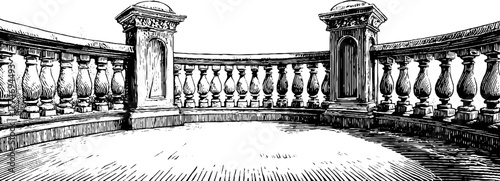 Elegant renaissance curved balustrade design for architectural inspiration and historical study