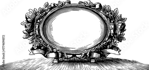 Renaissance-inspired oval frame with carved garlands for vintage design