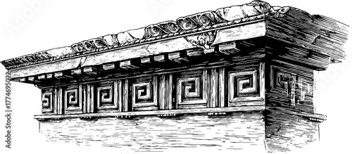 Vintage greek key border design with detailed geometric pattern for retro decor